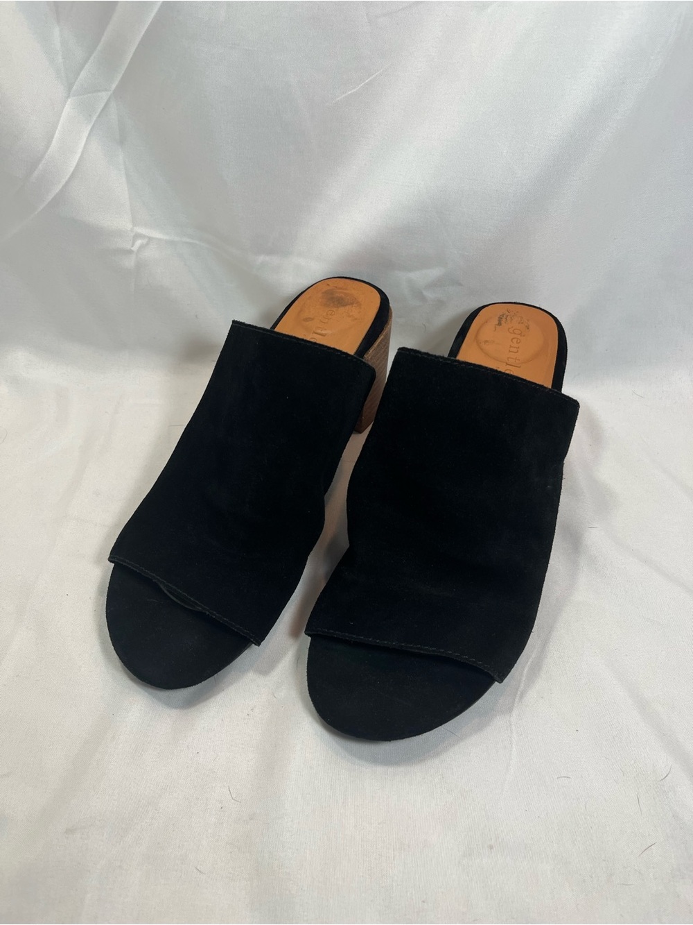 Gentle Souls by Kenneth Cole - Black Suede Open-Toe Heeled Mules